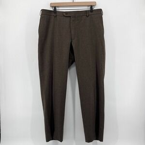 Ballin 38x30 Mens Brown Wool Cashmere Blend Dress Pants Flat Front Professional